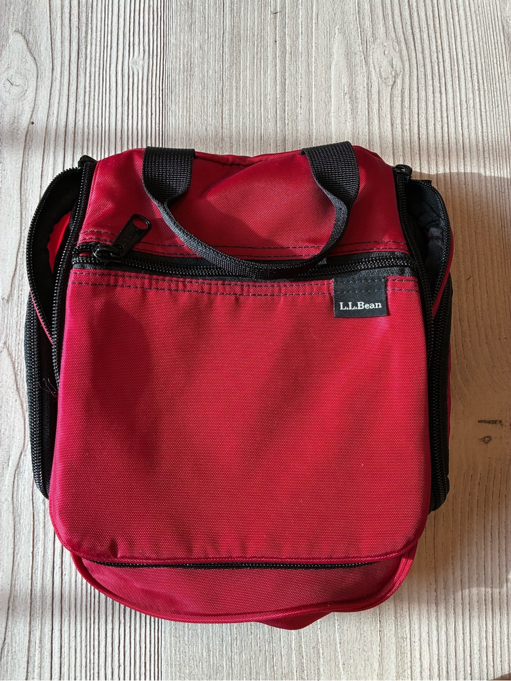 L.L. Bean Red Men's Toiletry Kit with Black Accents